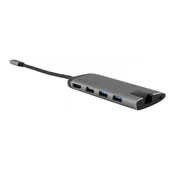 Huby USB - Verbatim Hub USB Verbatim Multi Port 3x USB 3.0 USB-C 3.1 HDMI 4K RJ45 SD/micro SD 49142 - miniaturka - grafika 1