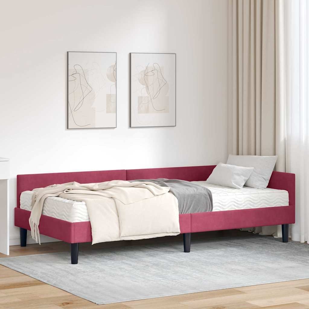 vidaXL Rama Łóżka Narożnego z Materacem Inny 2 pcs Zielony Aksamit