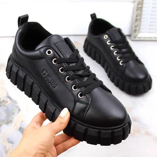 Półbuty damskie na platformie sznurowane czarne Big Star MM274617 - Półbuty damskie - miniaturka - grafika 1