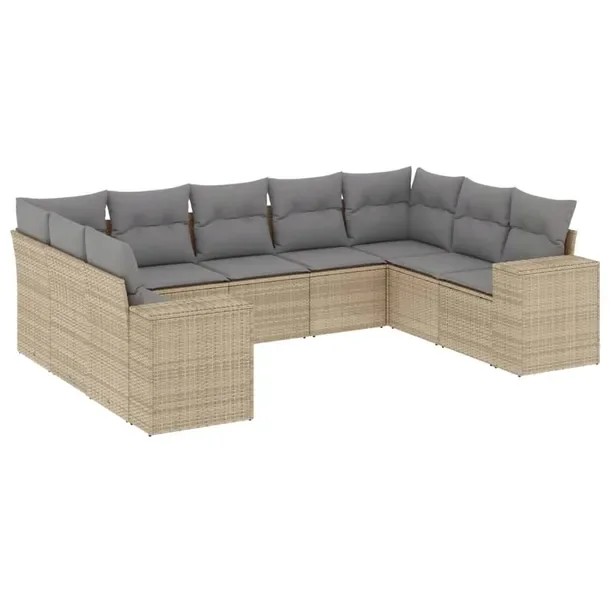 Zestaw mebli ogrodowych modułowych beżowy z poduszkami 62 x 62 x 69 cm