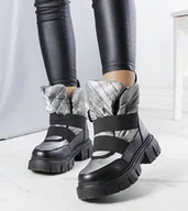 Botki damskie - Szare ocieplane wsuwane śniegowce Francisco-37 - miniaturka - grafika 1