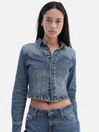 Kurtki damskie - Guess Jeans Kurtka przejściowa 180858 Niebieski Classic Fit - miniaturka - grafika 1