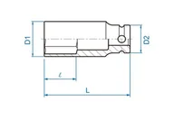 Klucze i nasadki - NASADKA DŁUGA UDAROWA 3/8" 22mm x 65mm, 6-kąt King Tony - miniaturka - grafika 1