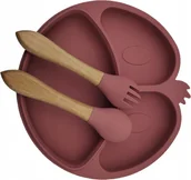 Miseczki i talerzyki dla dzieci - Talerz talerzyk przyssawka łyżka widelec BLW SILIKON PREZENT #cool_items - miniaturka - grafika 1