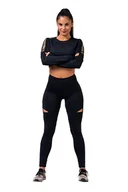 Koszulki sportowe damskie - Koszulka damska Nebbia Honey Bunny Crop Top 821 black XS - miniaturka - grafika 1