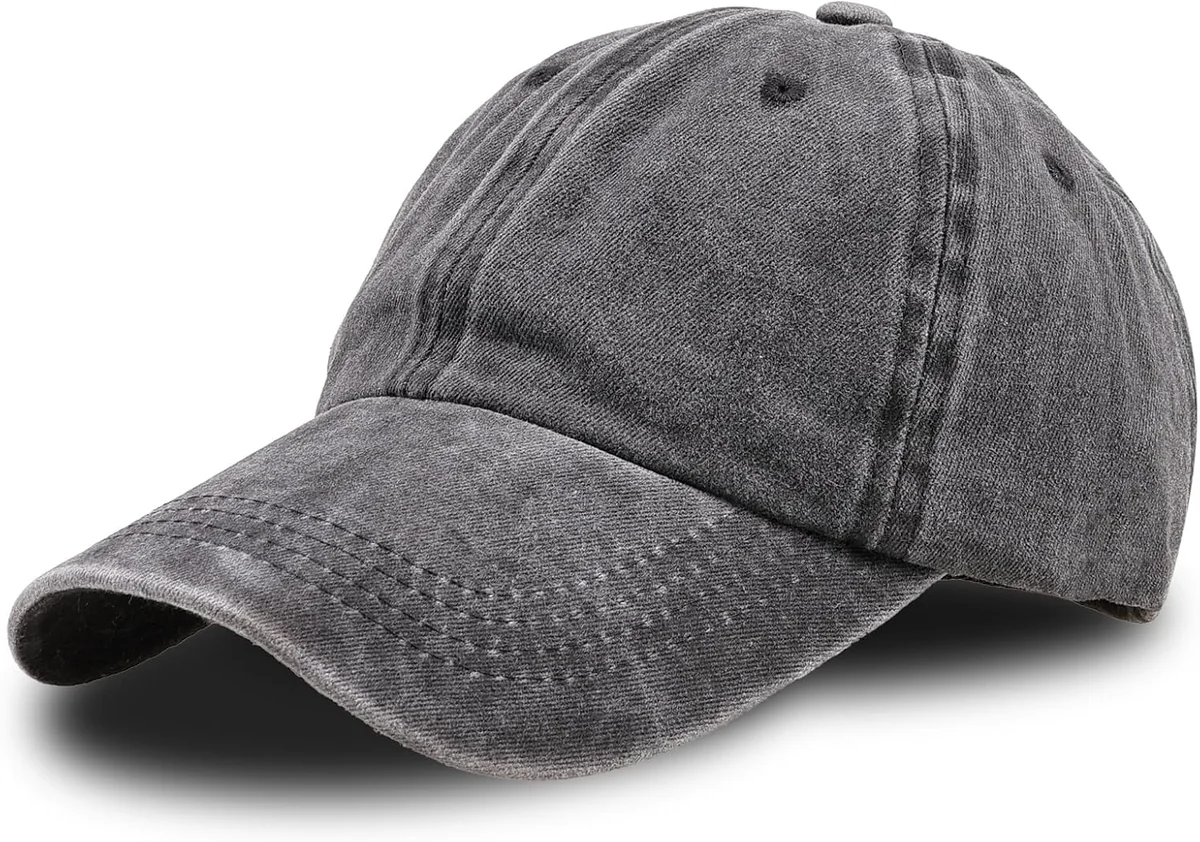 CZAPKA BASEBALLOWA BAWEŁNA VINTAGE JEANS REGULOWANA UNISEX LEKKA PLAŻA