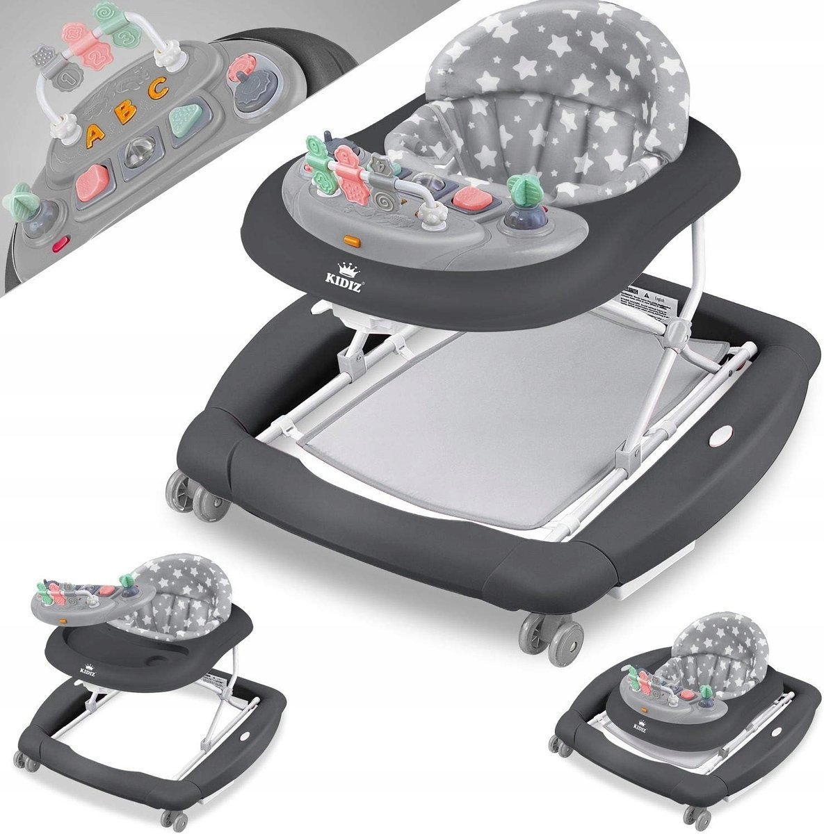 Chodzik JEŹDZIK dla dzieci KIDIZ 73x66x55cm szary