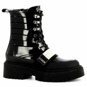 Botki damskie - Czarne lakierowane workery CARINII - Carinii - miniaturka - grafika 1