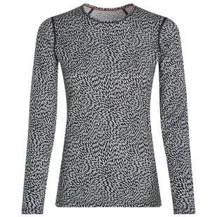 Damska koszulka Icebreaker Women Merino 200 Oasis LS Crewe Flock Forms AOP Rozmiar: L / Kolor: biały/czarny - Koszulki sportowe damskie - miniaturka - grafika 1