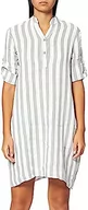 Sukienki - Bonateks, Sukienka koszulowa w paski z czystego lnu, 100% len, rozmiar DE:40 rozmiar US: L, szaro-biała - wyprodukowano we Włoszech, szary, 38 - miniaturka - grafika 1