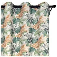 Zasłony - Voppi Zasłona na przelotkach 140 x 260 cm długa zasłona okienna w zielone i złote liście półzaciemniająca - miniaturka - grafika 1