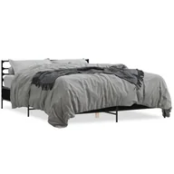 Łóżka - Rama łóżka, czarna, 150x200 cm, materiał drewnopochodny i metal Lumarko! - miniaturka - grafika 1