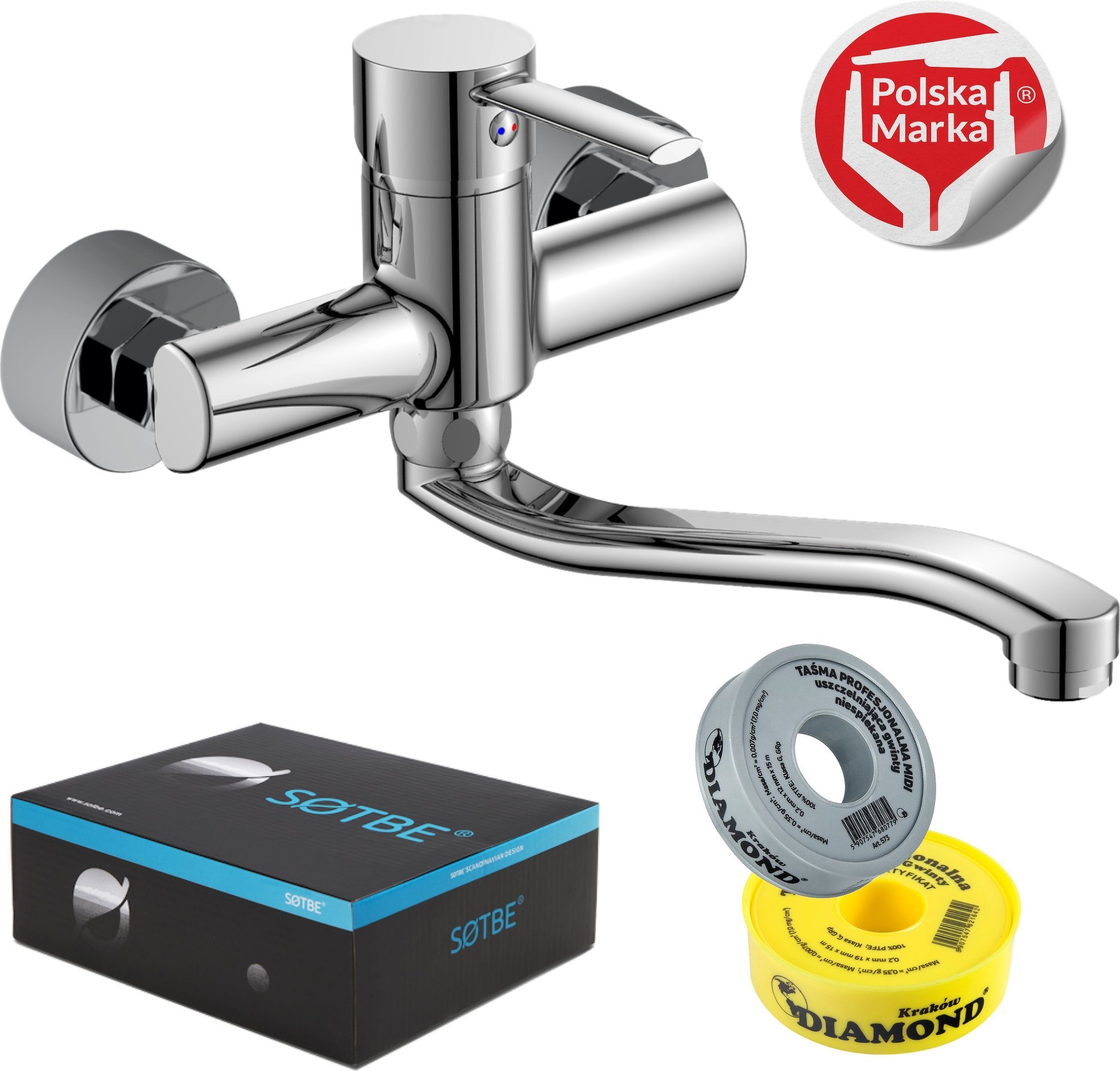 Bateria kuchenna Sotbe UNICORN Bateria kuchenna ścienna Ruchoma wylewka 30 cm