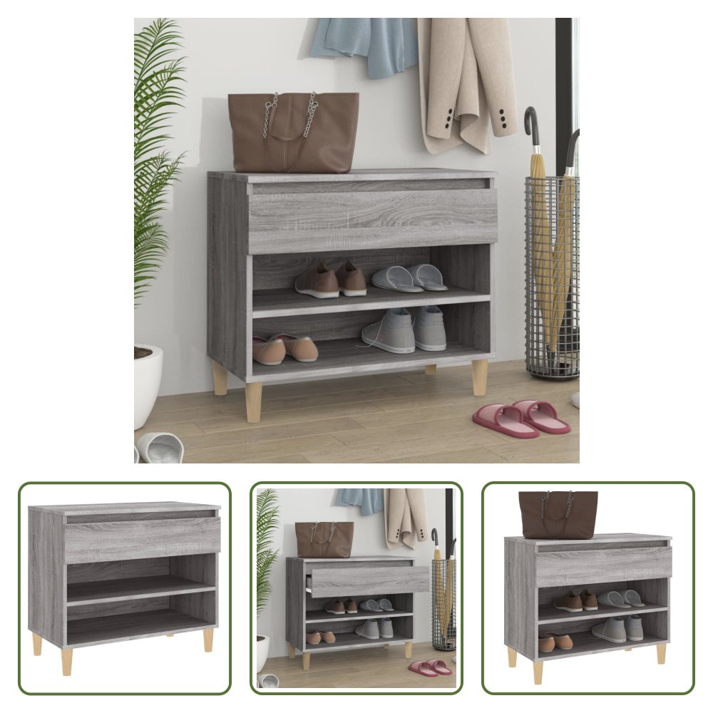 The Living Store Stojak na buty szary Sonoma 70x36x60 cm Materiał drewnopochodny
