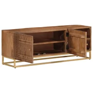 Szafki RTV - vidaXL Szafka pod TV 110x30x40 cm z litego drewna mango i żelaza - miniaturka - grafika 1