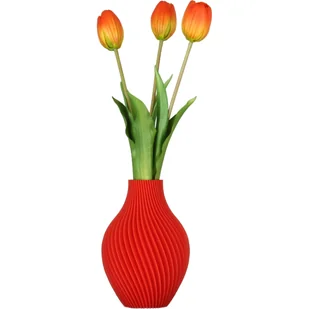 Wazon flakon na kwiaty sztuczne 3D czerwony wysoki 16cm dekoracyjny tworzywo - Wazony i flakony - miniaturka - grafika 1