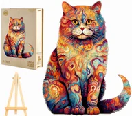 Puzzle - PUZZLE DREWNIANE DUŻE 230 ELEMENTÓW KOT SZKOCKI W DREWNIANYM PUDEŁKU - miniaturka - grafika 1
