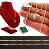 Naszyjniki - Złoty Naszyjnik Serce + Bismark 18K Prezent Dla Dziewczyny, Mamy, Babci 18K - miniaturka - grafika 1