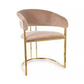 Krzesła - Krzesło tapicerowane TULIPE VELVET beżowe - miniaturka - grafika 1