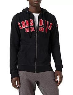 Lonsdale Męska bluza z kapturem Paignton, czarny/czerwony/biały, 3XL - Bluzy męskie - miniaturka - grafika 1