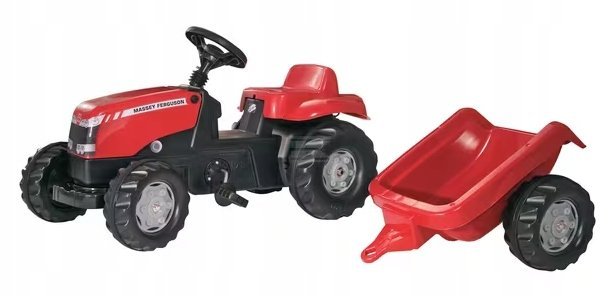 TRAKTOR MASSEY FERGUSON Z NAPĘDEM NA PEDAŁY Z PRZYCZEPĄ ROLLY TOYS