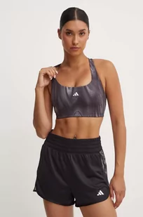 adidas Performance biustonosz sportowy Powerimpact kolor szary wzorzysty IW9961 - Bielizna sportowa damska - miniaturka - grafika 1