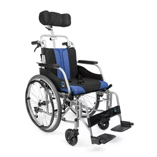 Aluminiowy wózek inwalidzki z zagłówkiem - PREMIUM-TIM PLUS : Kolor - Niebieski - Wózki inwalidzkie - miniaturka - grafika 1