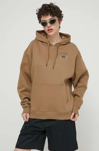 Vans bluza damska kolor brązowy z kapturem z nadrukiem - Bluzy damskie - miniaturka - grafika 1