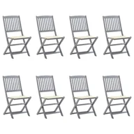 Fotele i krzesła ogrodowe - vidaXL Składane krzesła ogrodowe z poduszkami, 8 szt., drewno akacjowe! 3078292 - miniaturka - grafika 1