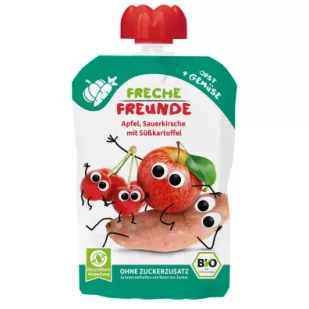 Freche Freunde Mus jabłko - wiśnia - batat od 6 miesiąca 100 g Bio - Desery dla dzieci - miniaturka - grafika 1