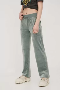 Spodnie damskie - Juicy Couture spodnie dresowe damskie kolor zielony gładkie - grafika 1
