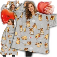 Bluzy damskie - KOC BLUZA KOCOBLUZA OVERSIZE GRUBA CIEPŁA MIĘKKA DŁUGA BLUZO KOC Z KAPTUREM - miniaturka - grafika 1