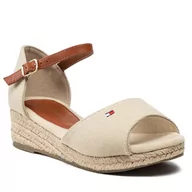 Espadryle damskie - Tommy Hilfiger Espadryle Rope Wedge Sandal T3A7-32185-0048 M Beige 500 - miniaturka - grafika 1