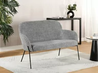 Sofy i kanapy - MAŁA SOFA TAPICEROWANA DO SALONU BIAGIO SZARA TKANINA PODSTAWA CZARNY - miniaturka - grafika 1