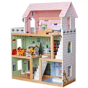 DOMEK DLA LALEK DREWNIANY LED  62x27x77CM + 3 LALKI + 2 ZWIERZĄTKA - Domki dla lalek - miniaturka - grafika 6