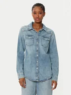 Koszule damskie - Tommy Hilfiger Koszula jeansowa WW0WW43730 Niebieski Slim Fit - miniaturka - grafika 1