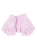Rękawiczki dla dzieci - Rękawiczki Dziewczęce Pięciopalczaste Różowe Z Napisem 14 Cm - miniaturka - grafika 1