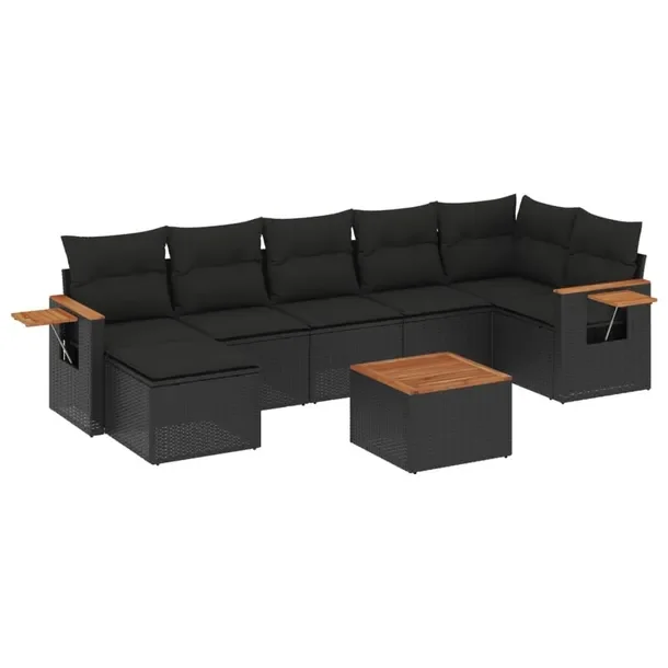 Zestaw mebli ogrodowych z rattanu PE, czarny, wymiary do 62 x 85 x 69 cm