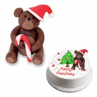 Dodatki do ciast w proszku - Figurka na tort miś Boże Narodzenie święta ozdoby świąteczne dekoracje 1szt - miniaturka - grafika 1