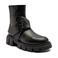 Botki damskie - Love Moschino Skórzane botki na platformie - miniaturka - grafika 1