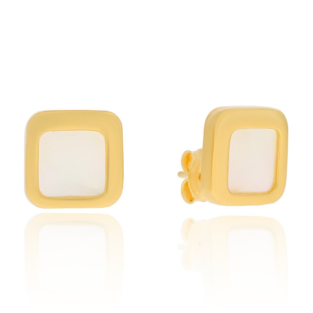 Srebrne kolczyki pozłacane prostokąty z masą perłową sztyfty pr. 925