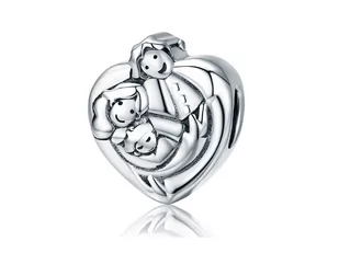 Pandora Valerio.pl Rodowany srebrny wiszący charms do serce szczęśliwa kochająca się rodzina happy family srebro 925 NEW105 NEW105 - Charmsy - miniaturka - grafika 1