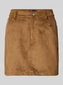 Spódnice - Spódnica mini o dopadowanym kroju z imitacji zamszu model ‘TULIP’ - miniaturka - grafika 1