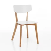 Krzesła - Zestaw 2 krzeseł VARM WHITE/WOOD w kolorze białym i dębowym, wys. 80, szer. 44, gł. 47, do jadalni lub kuchni - miniaturka - grafika 1