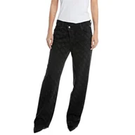Spodnie damskie - Replay Zelmaa jeansy damskie z szerokimi nogawkami, 098 BLACK, 32W / 30L - miniaturka - grafika 1