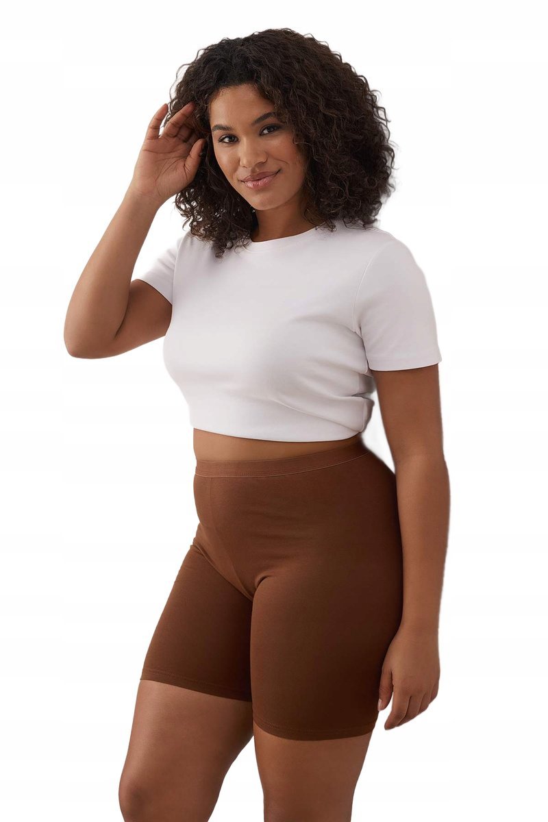 TRENDYOL BRĄZOWE BAWEŁNIANE WYSZCZUPLAJĄCE SPODENKI 42 6BA