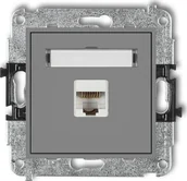 Gniazdka elektryczne - Karlik Karlik MINI Gniazdo komputerowe pojedyncze 1xRJ45 kat. 5e 8-stykowy szary mat 27MGK-1 - miniaturka - grafika 1