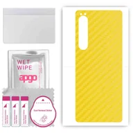 Szkła hartowane na telefon - Folia naklejka skórka strukturalna na TYŁ do Sony Xperia 10 IV SOG07 -  Carbon Żółty - apgo SKINS - miniaturka - grafika 1