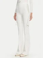 Spodnie damskie - Elisabetta Franchi Spodnie materiałowe PA-083-51E2 Biały Regular Fit - miniaturka - grafika 1