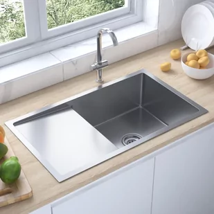 vidaXL Lumarko Ręcznie robiony zlewozmywak kuchenny z sitkiem, stal nierdzewna 51520 - Zlewozmywaki - miniaturka - grafika 1